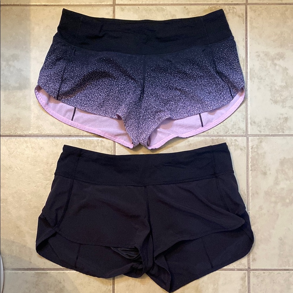 Lululemon 2 pair shorts sz 6 2 1/2” great condition